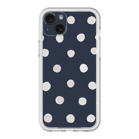 スリムプロテクションプレミアムケース［ 水彩ドット・レトロカラー - Navy ］