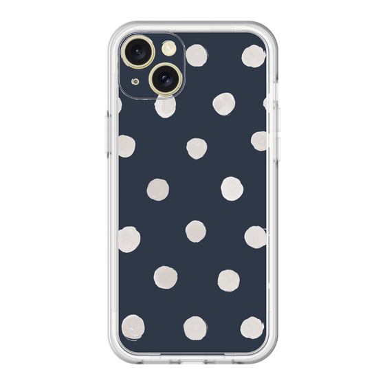スリムプロテクションプレミアムケース［ 水彩ドット・レトロカラー - Navy ］