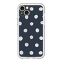 スリムプロテクションプレミアムケース［ 水彩ドット・レトロカラー - Navy ］