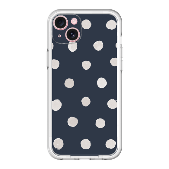 スリムプロテクションプレミアムケース［ 水彩ドット・レトロカラー - Navy ］