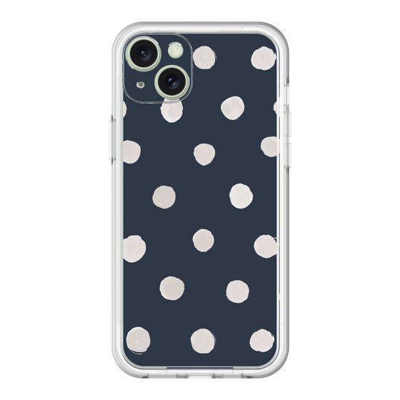 スリムプロテクションプレミアムケース［ 水彩ドット・レトロカラー - Navy ］