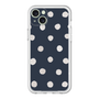 スリムプロテクションプレミアムケース［ 水彩ドット・レトロカラー - Navy ］