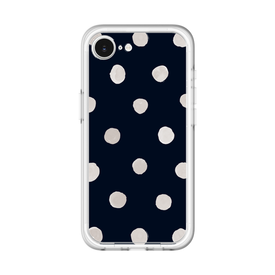 スリムプロテクションプレミアムケース［ 水彩ドット・レトロカラー - Navy ］