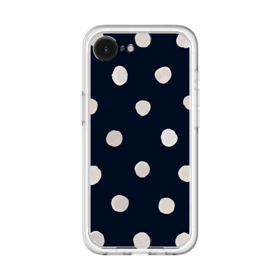 スリムプロテクションプレミアムケース［ 水彩ドット・レトロカラー - Navy ］