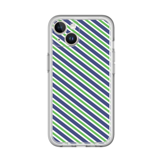 スリムプロテクションプレミアムケース［ Small Stripe - Navy × Green ］