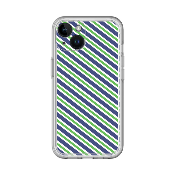 スリムプロテクションプレミアムケース［ Small Stripe - Navy × Green ］