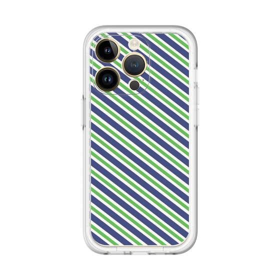 スリムプロテクションプレミアムケース［ Small Stripe - Navy × Green ］