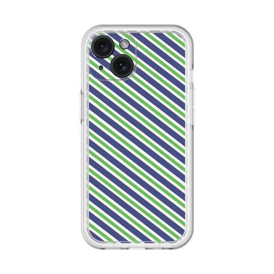 スリムプロテクションプレミアムケース［ Small Stripe - Navy × Green ］