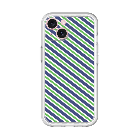 スリムプロテクションプレミアムケース［ Small Stripe - Navy × Green ］