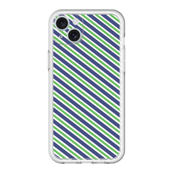 スリムプロテクションプレミアムケース［ Small Stripe - Navy × Green ］