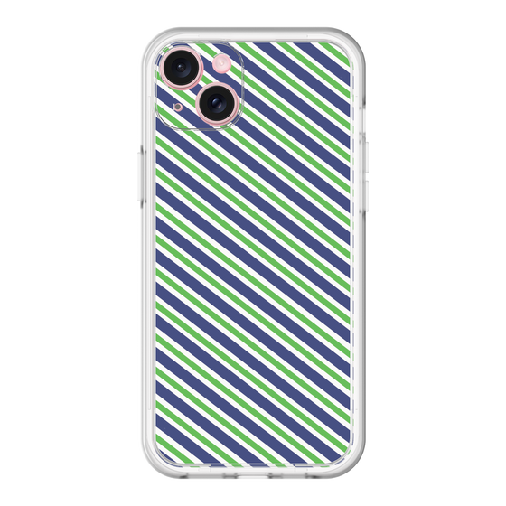 スリムプロテクションプレミアムケース［ Small Stripe - Navy × Green ］