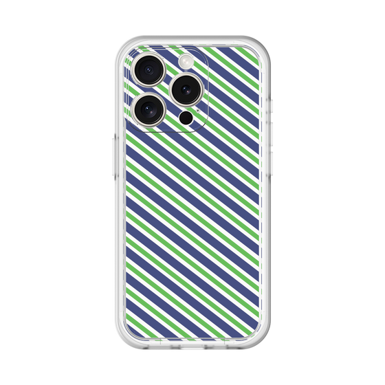 スリムプロテクションプレミアムケース［ Small Stripe - Navy × Green ］