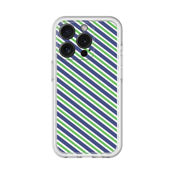 スリムプロテクションプレミアムケース［ Small Stripe - Navy × Green ］