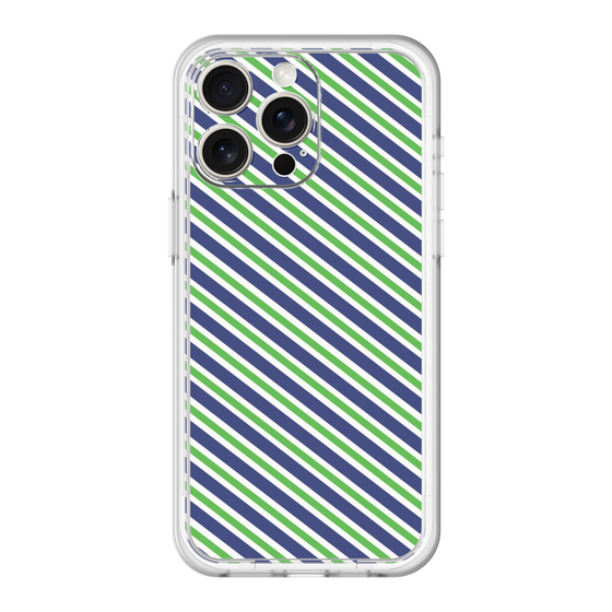 スリムプロテクションプレミアムケース［ Small Stripe - Navy × Green ］