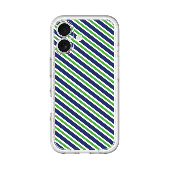 スリムプロテクションプレミアムケース［ Small Stripe - Navy × Green ］