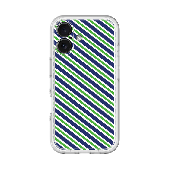 スリムプロテクションプレミアムケース［ Small Stripe - Navy × Green ］