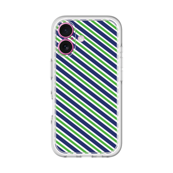 スリムプロテクションプレミアムケース［ Small Stripe - Navy × Green ］