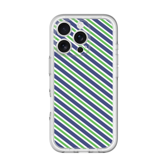 スリムプロテクションプレミアムケース［ Small Stripe - Navy × Green ］