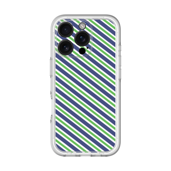 スリムプロテクションプレミアムケース［ Small Stripe - Navy × Green ］