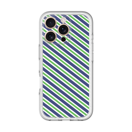 スリムプロテクションプレミアムケース［ Small Stripe - Navy × Green ］