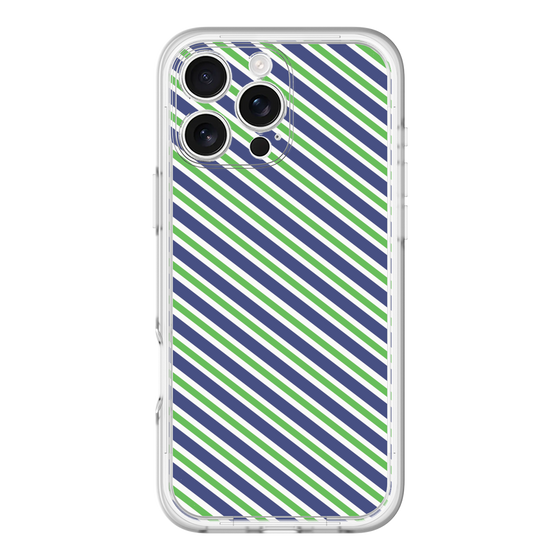 スリムプロテクションプレミアムケース［ Small Stripe - Navy × Green ］