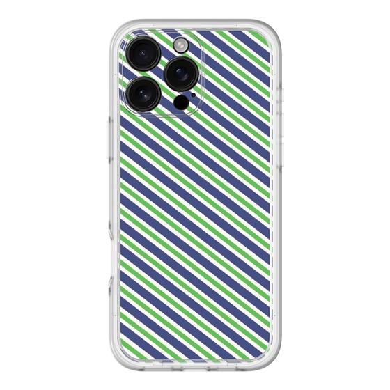 スリムプロテクションプレミアムケース［ Small Stripe - Navy × Green ］