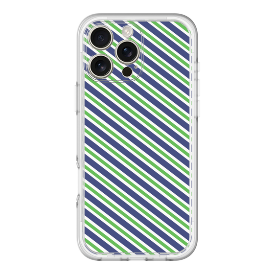 スリムプロテクションプレミアムケース［ Small Stripe - Navy × Green ］