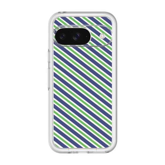 スリムプロテクションプレミアムケース［ Small Stripe - Navy × Green ］