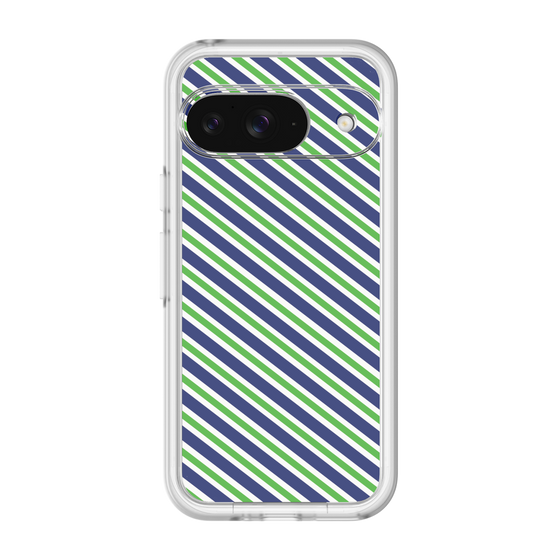 スリムプロテクションプレミアムケース［ Small Stripe - Navy × Green ］