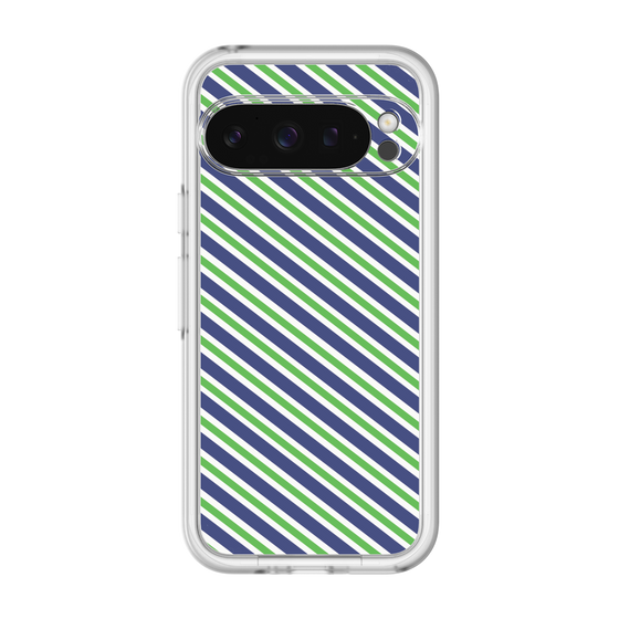 スリムプロテクションプレミアムケース［ Small Stripe - Navy × Green ］