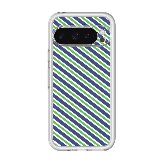 スリムプロテクションプレミアムケース［ Small Stripe - Navy × Green ］