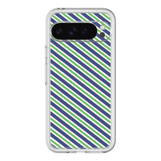 スリムプロテクションプレミアムケース［ Small Stripe - Navy × Green ］