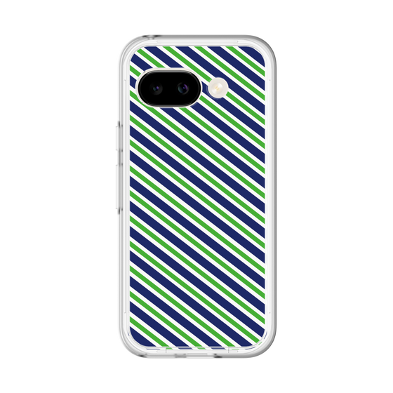 スリムプロテクションプレミアムケース［ Small Stripe - Navy × Green ］