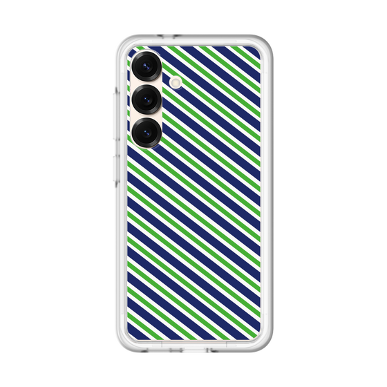 スリムプロテクションプレミアムケース［ Small Stripe - Navy × Green ］