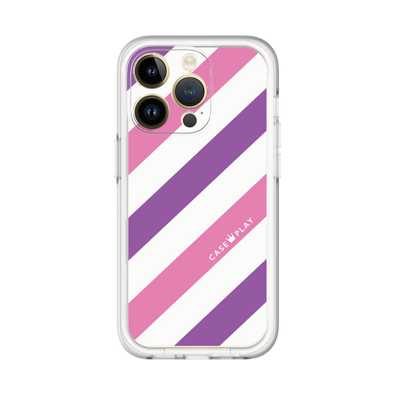 スリムプロテクションプレミアムケース［ Big Stripe - Purple × Pink ］