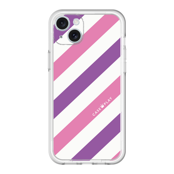 スリムプロテクションプレミアムケース［ Big Stripe - Purple × Pink ］
