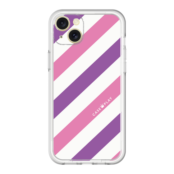 スリムプロテクションプレミアムケース［ Big Stripe - Purple × Pink ］