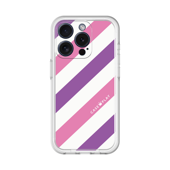 スリムプロテクションプレミアムケース［ Big Stripe - Purple × Pink ］