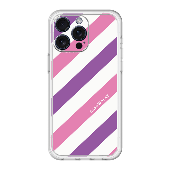 スリムプロテクションプレミアムケース［ Big Stripe - Purple × Pink ］