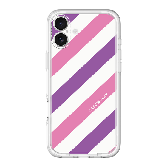 スリムプロテクションプレミアムケース［ Big Stripe - Purple × Pink ］