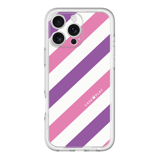 スリムプロテクションプレミアムケース［ Big Stripe - Purple × Pink ］