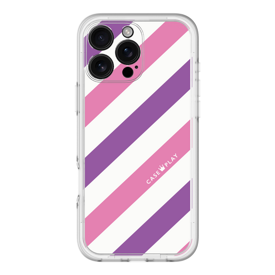 スリムプロテクションプレミアムケース［ Big Stripe - Purple × Pink ］