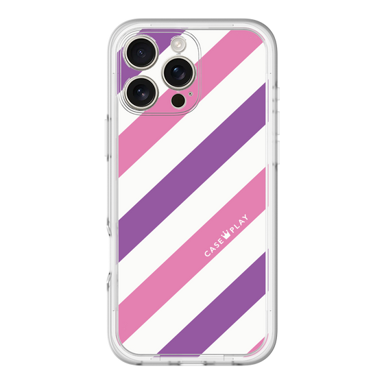 スリムプロテクションプレミアムケース［ Big Stripe - Purple × Pink ］