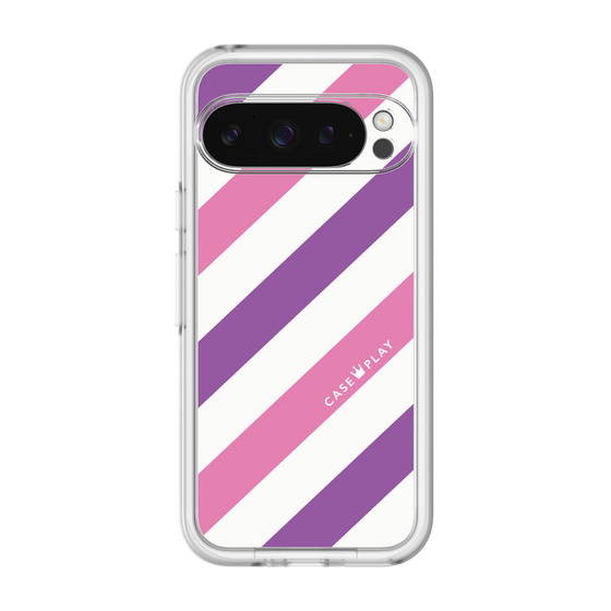 スリムプロテクションプレミアムケース［ Big Stripe - Purple × Pink ］