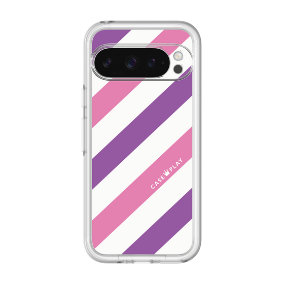 スリムプロテクションプレミアムケース［ Big Stripe - Purple × Pink ］