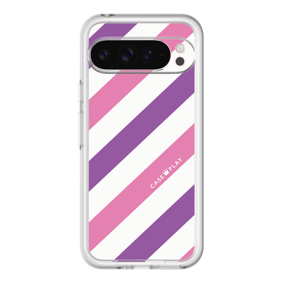 スリムプロテクションプレミアムケース［ Big Stripe - Purple × Pink ］