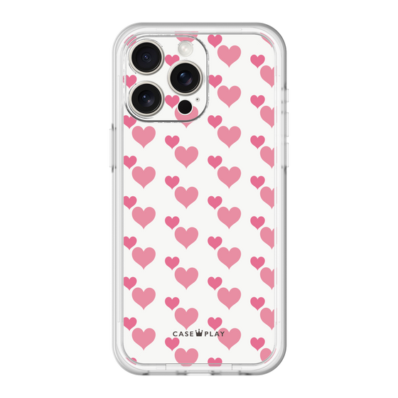 スリムプロテクションプレミアムケース［ Stripe Hearts - Pink ］