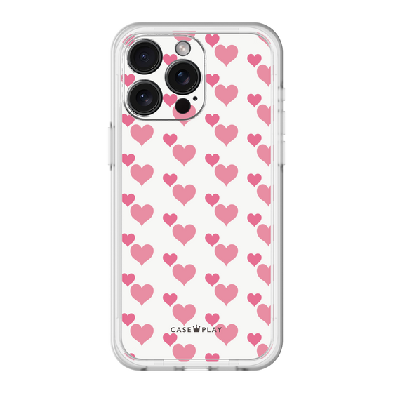 スリムプロテクションプレミアムケース［ Stripe Hearts - Pink ］