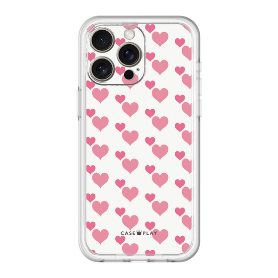 スリムプロテクションプレミアムケース［ Stripe Hearts - Pink ］