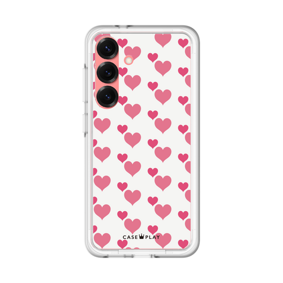 スリムプロテクションプレミアムケース［ Stripe Hearts - Pink ］